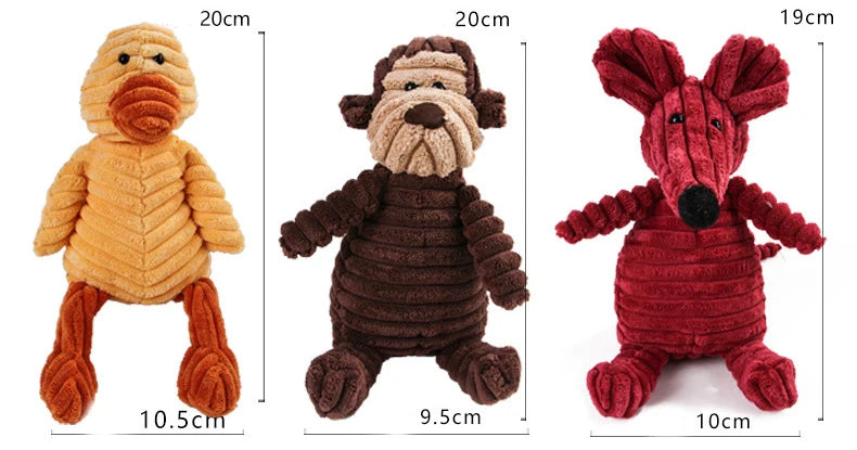 Corduroy Dog Toys for Small Large Dogs Animal Plush Dog Squeaky Toy Puppy Chew Toys Bite Resistant Pet Toy For Dogs Squeaker