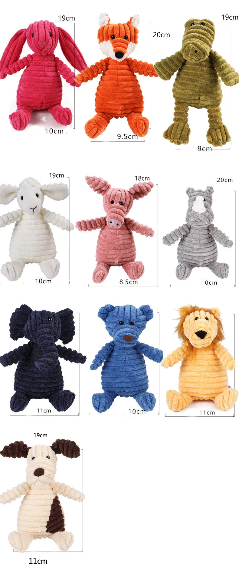 Corduroy Dog Toys for Small Large Dogs Animal Plush Dog Squeaky Toy Puppy Chew Toys Bite Resistant Pet Toy For Dogs Squeaker