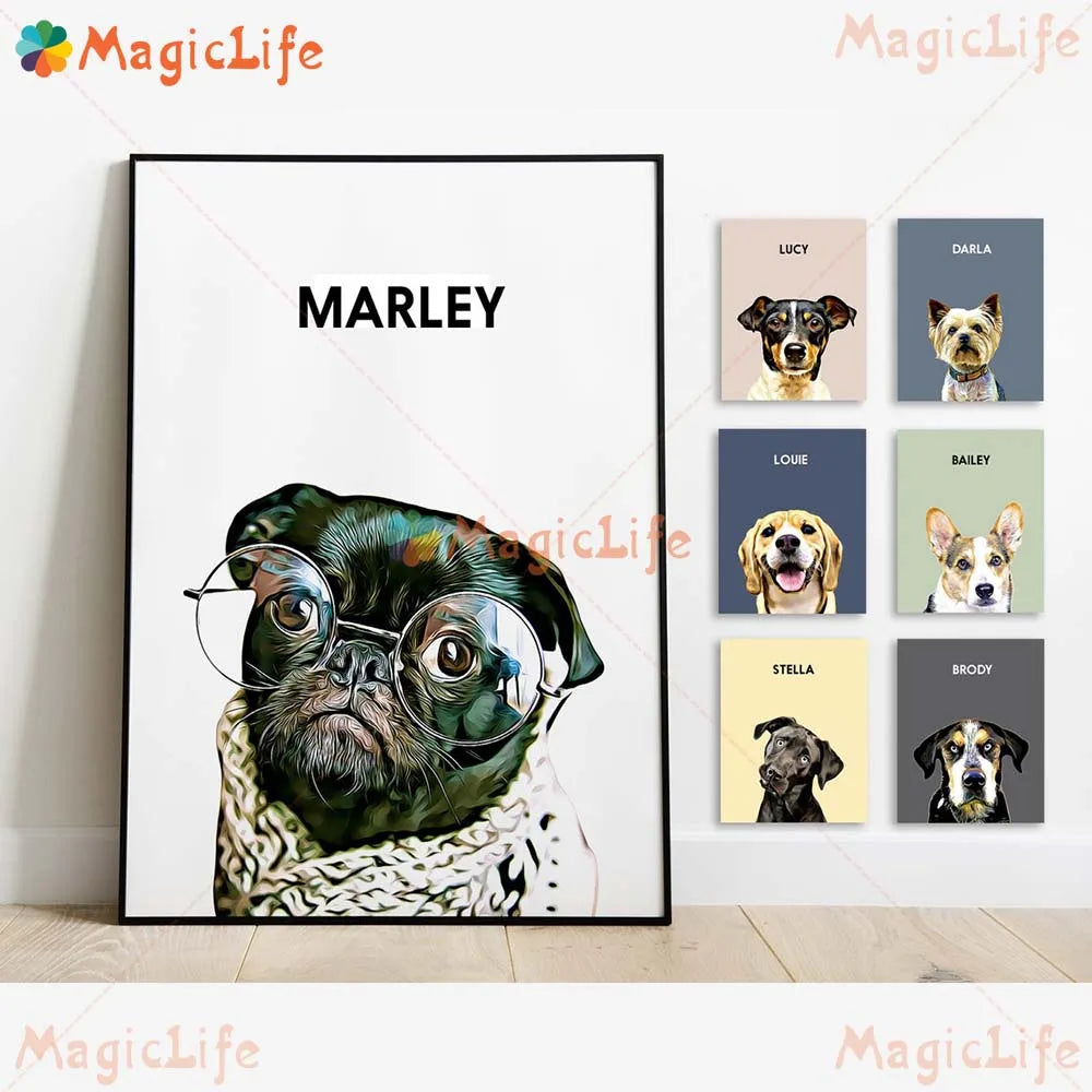 Personalized Pet Portrait Canvas – Custom Wall Art for Animal Lovers