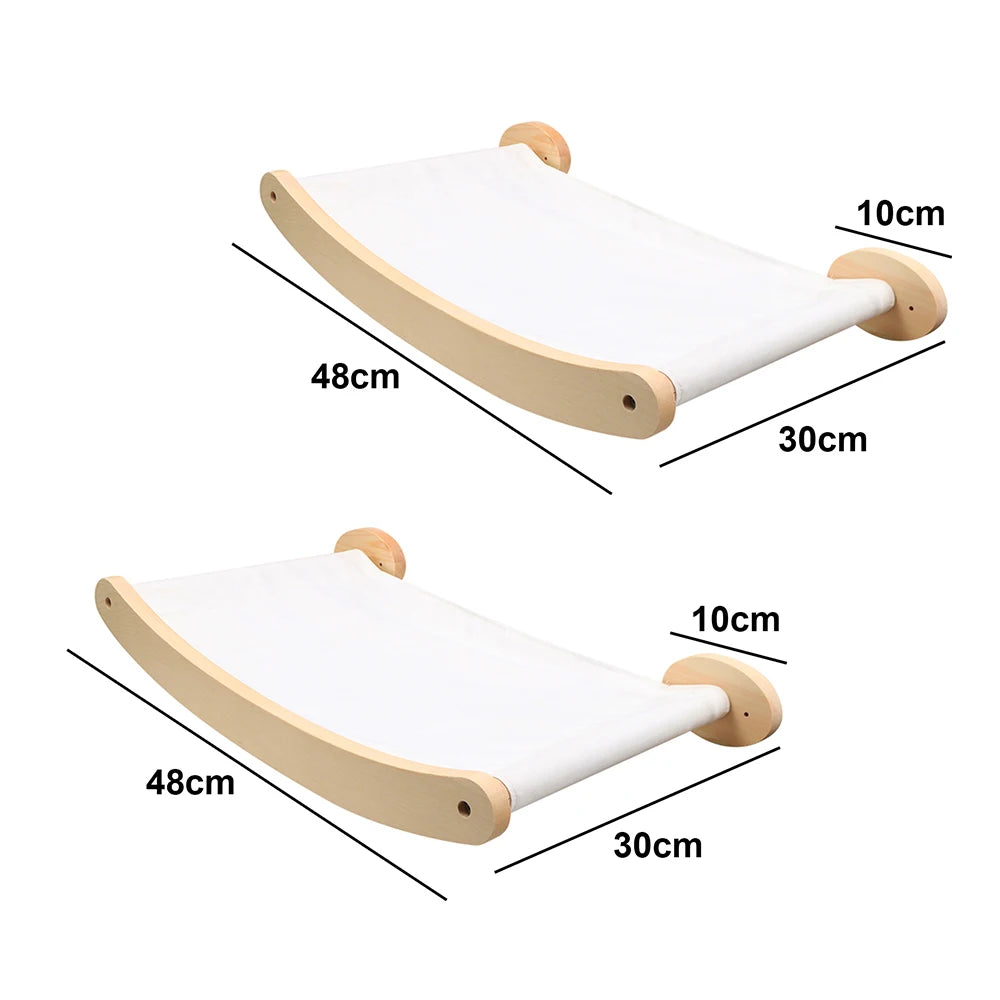 Cat Climbing Shelves Wall Mounted Cat Hammock and Steps Walking Jumping Platform for Wooden Furniture Kitty Playing and Sleeping