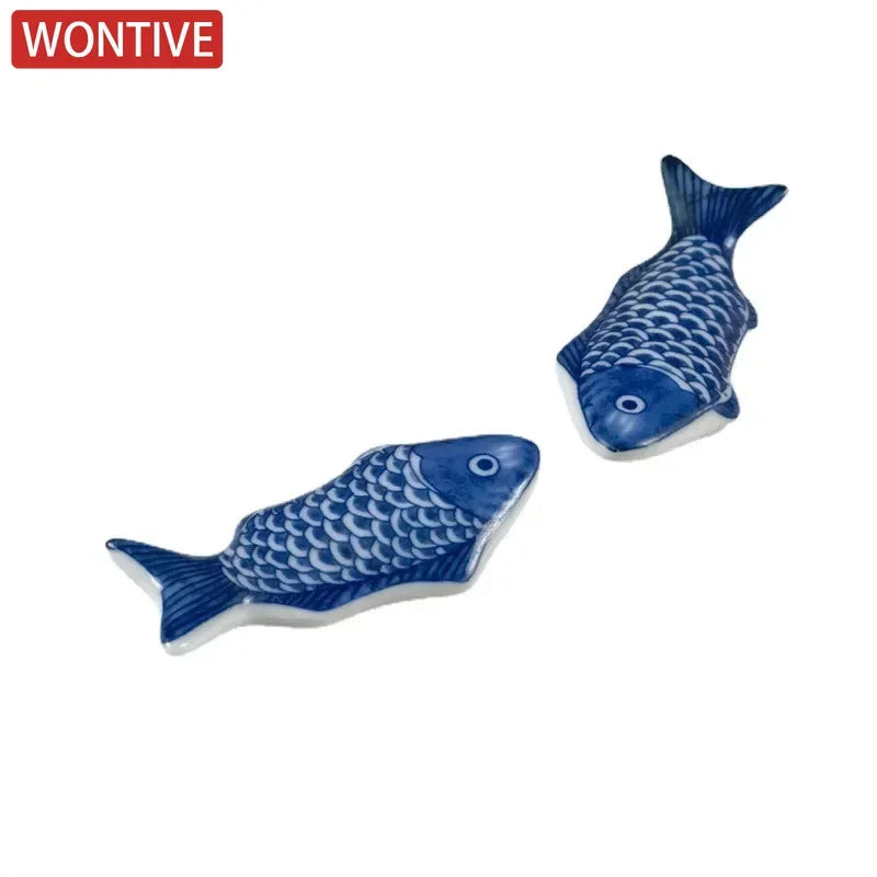 1-3Pcs Cute Fish Shape Ceramic Decorative Chopsticks Holder Rack Spoon Fork Rest Kitchen Tableware Spoon Holder