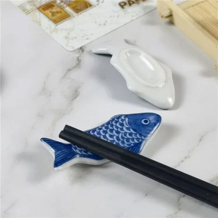 1-3Pcs Cute Fish Shape Ceramic Decorative Chopsticks Holder Rack Spoon Fork Rest Kitchen Tableware Spoon Holder