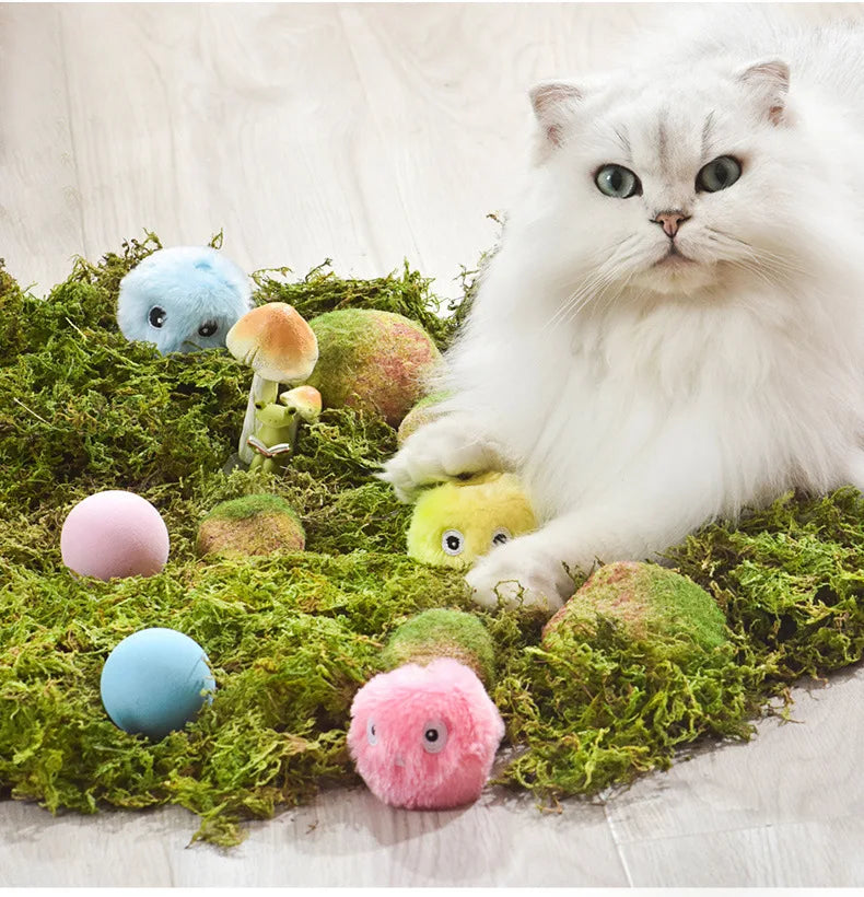 Interactive Ball Smart Cat Toys Plush Electric Catnip Training Toy Kitten Touch Sounding Pet Product Squeak Toy Ball