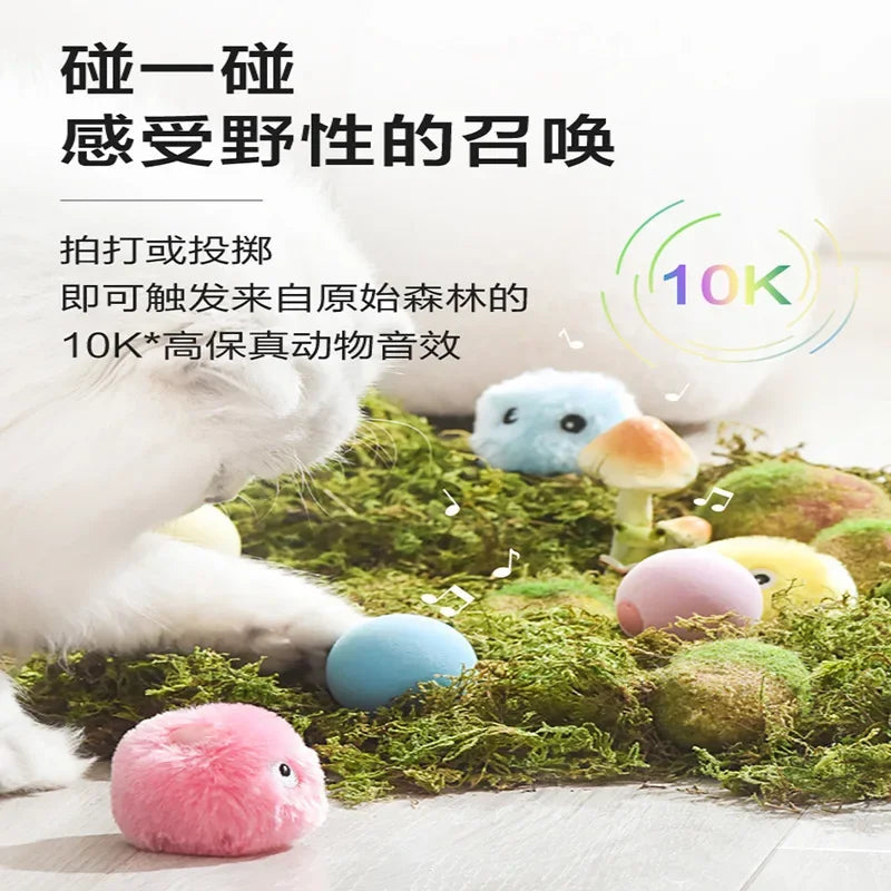 Interactive Ball Smart Cat Toys Plush Electric Catnip Training Toy Kitten Touch Sounding Pet Product Squeak Toy Ball