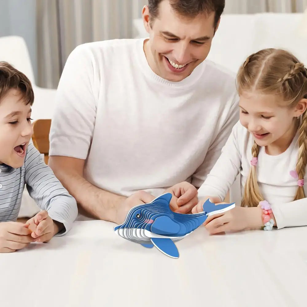 3D Animal Puzzle Narwhal Educational Puzzles Sea Animal Paper Puzzle Educational Montessori Toys DIY Manual Assembly Model Toy