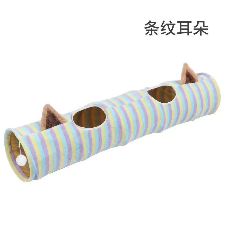 Interactive Cave Toy Multi Function Detachable Foldable Cat Banana Tunnel Bed with Cushion Mat for Pet