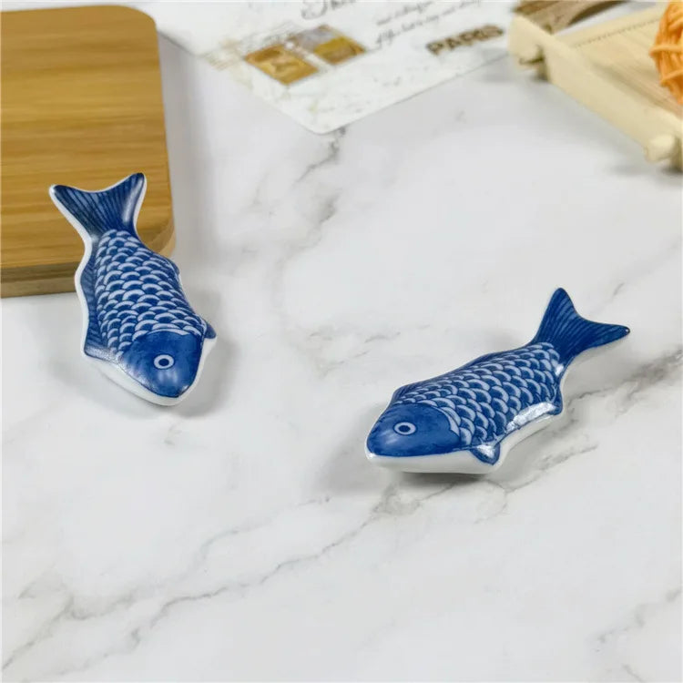 1-3Pcs Cute Fish Shape Ceramic Decorative Chopsticks Holder Rack Spoon Fork Rest Kitchen Tableware Spoon Holder