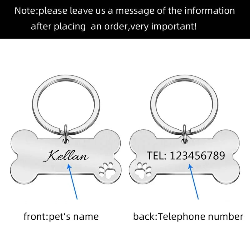 Engraved Anti-Lost Nameplate for Dogs & Cats