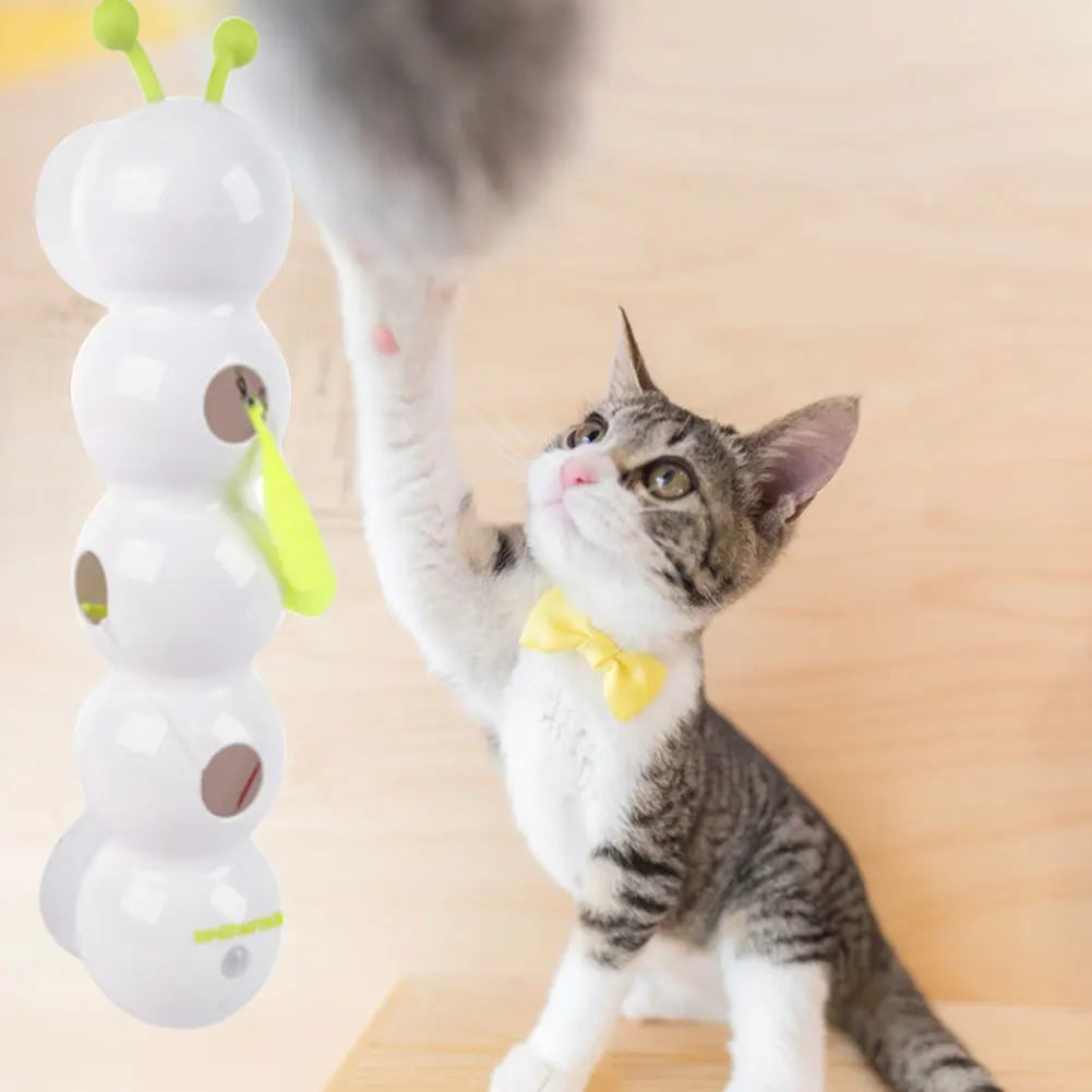 Intelligent Interactive Cat Toy Motion Activated Wack A Worm Post Toy With Tail Automatic Emerging from The Hole Teasing Cat Toy