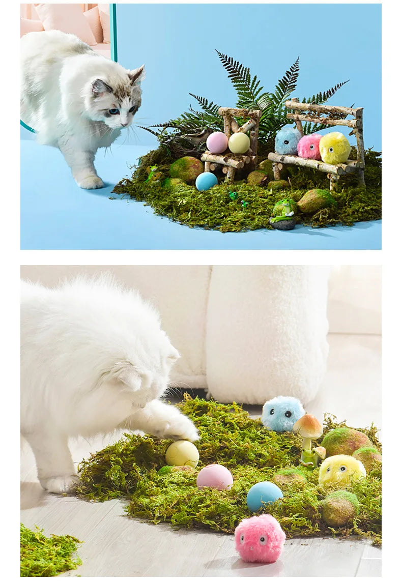 Interactive Ball Smart Cat Toys Plush Electric Catnip Training Toy Kitten Touch Sounding Pet Product Squeak Toy Ball