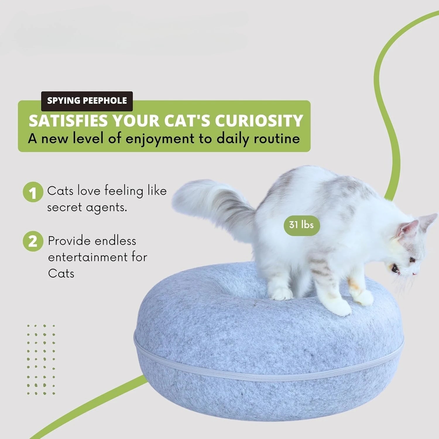 Peekaboo Cat Cave for Multiple & Large Cats Up to 30-45 Lbs, Scratch Detachable & Washable Tunnel Bed, Comfy Donut Cat Cave