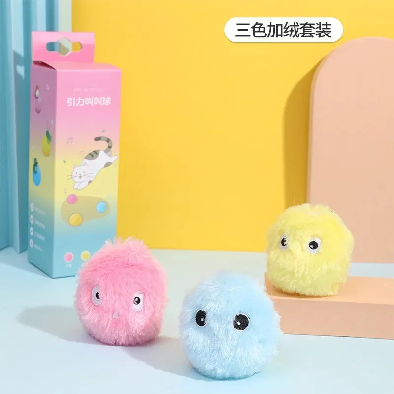 Interactive Ball Smart Cat Toys Plush Electric Catnip Training Toy Kitten Touch Sounding Pet Product Squeak Toy Ball