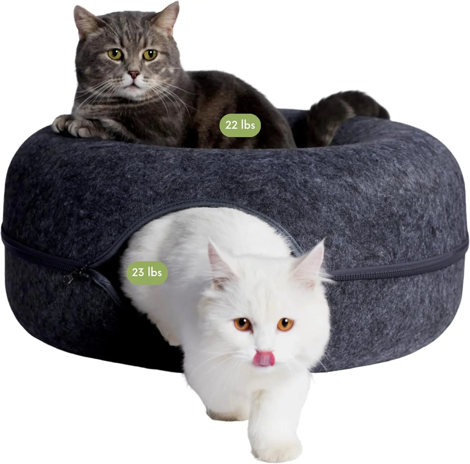 Peekaboo Cat Cave for Multiple & Large Cats Up to 30-45 Lbs, Scratch Detachable & Washable Tunnel Bed, Comfy Donut Cat Cave