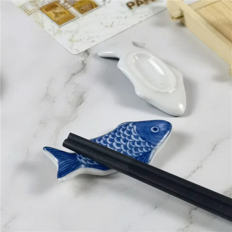 1-3Pcs Cute Fish Shape Ceramic Decorative Chopsticks Holder Rack Spoon Fork Rest Kitchen Tableware Spoon Holder