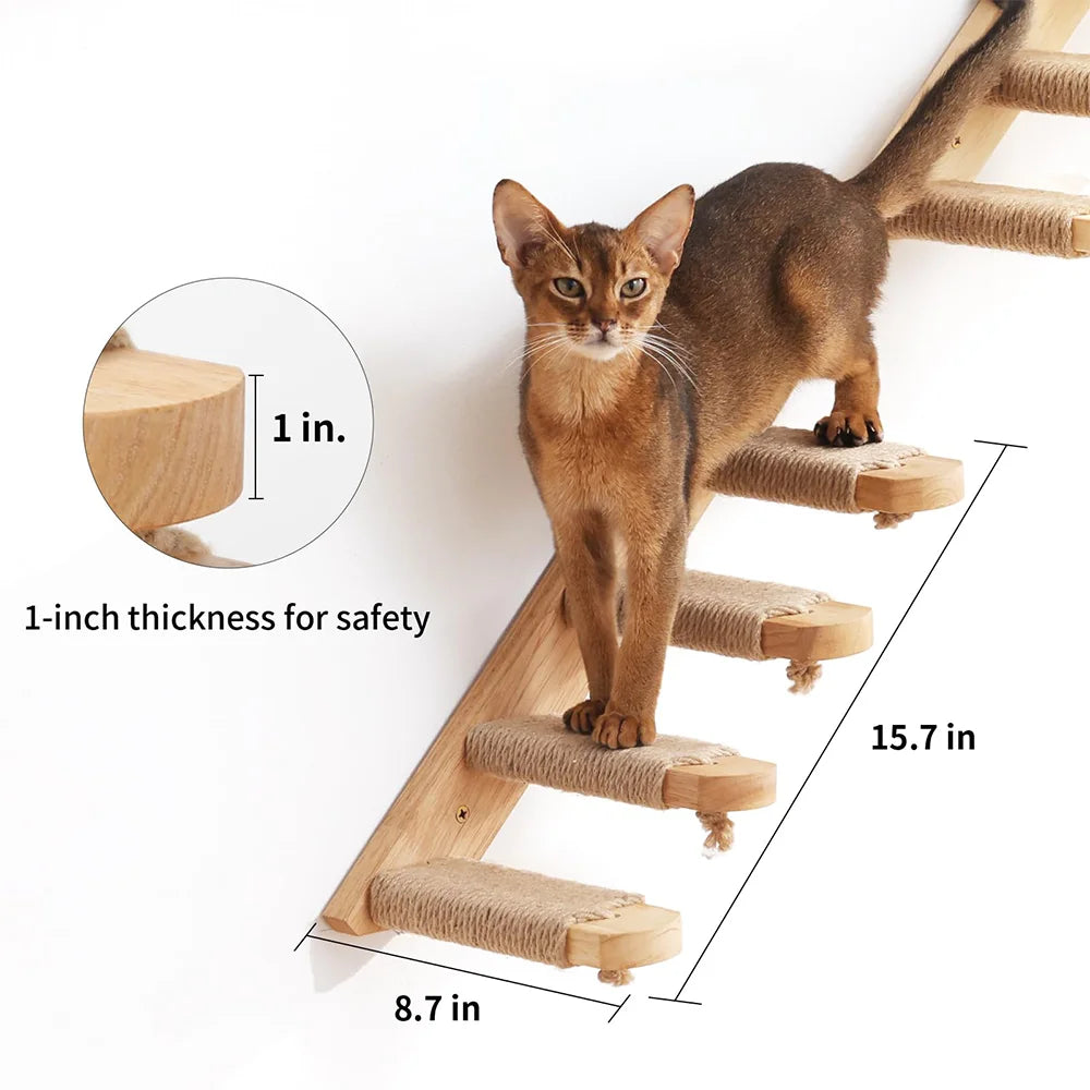 Cat Climbing Shelves Wall Mounted Cat Hammock and Steps Walking Jumping Platform for Wooden Furniture Kitty Playing and Sleeping