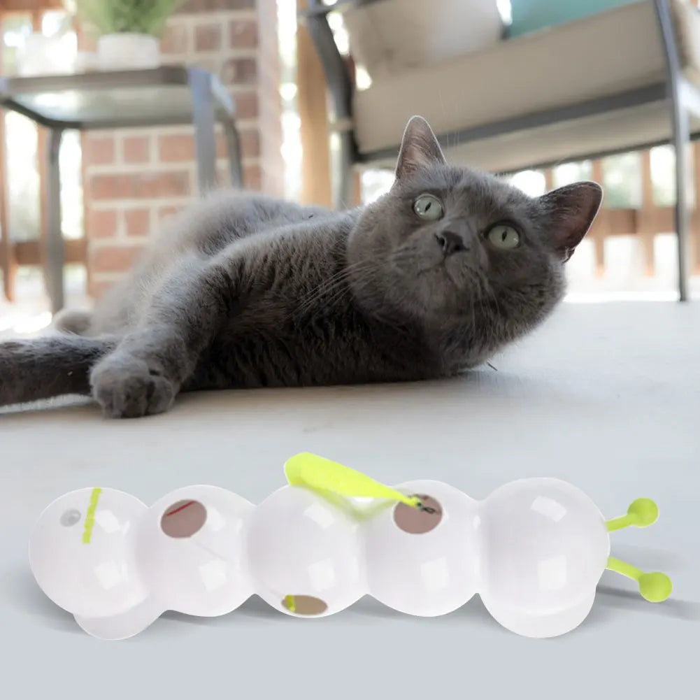 Intelligent Interactive Cat Toy Motion Activated Wack A Worm Post Toy With Tail Automatic Emerging from The Hole Teasing Cat Toy