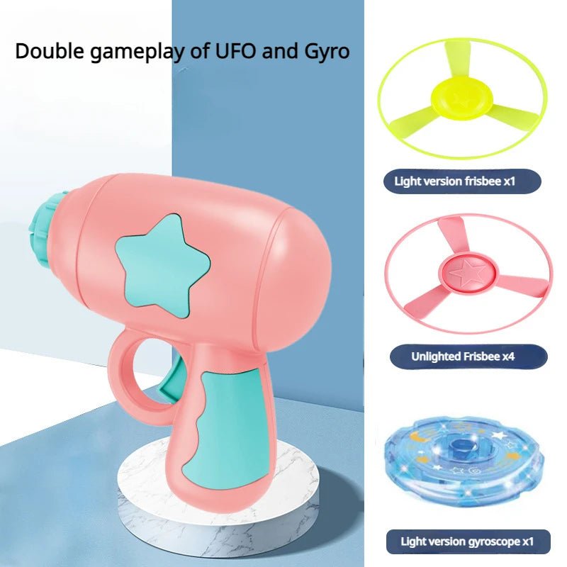 Cat Toy Launch Gun Flying Saucer Rotating Gyro Launcher Cats Chasing  Plaything Training Kitten Interactive Toys Pet Supplies
