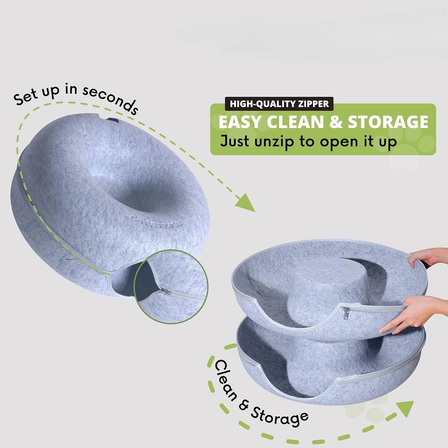 Peekaboo Cat Cave for Multiple & Large Cats Up to 30-45 Lbs, Scratch Detachable & Washable Tunnel Bed, Comfy Donut Cat Cave