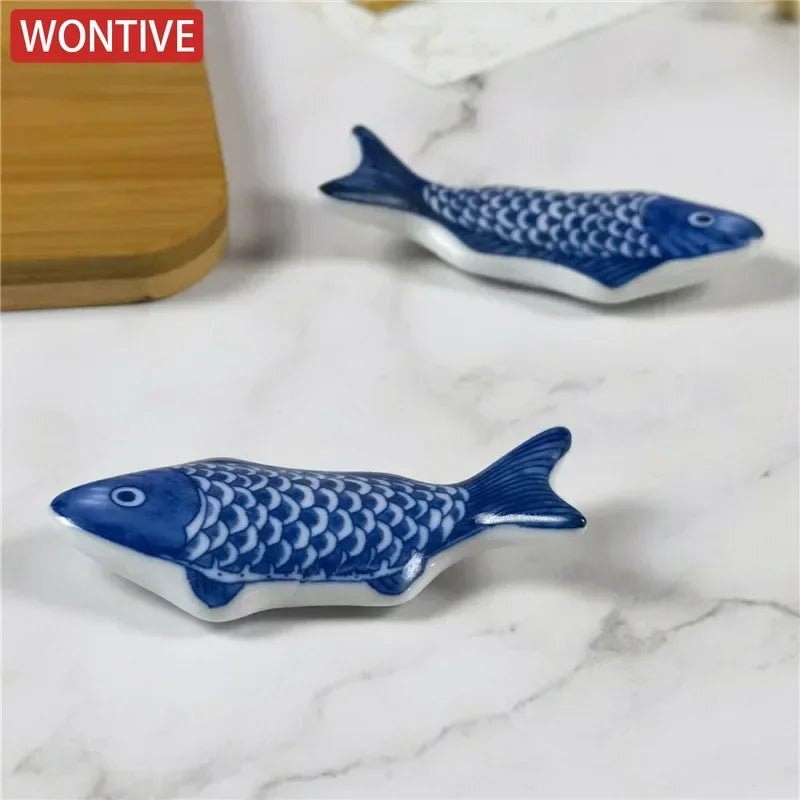 1-3Pcs Cute Fish Shape Ceramic Decorative Chopsticks Holder Rack Spoon Fork Rest Kitchen Tableware Spoon Holder