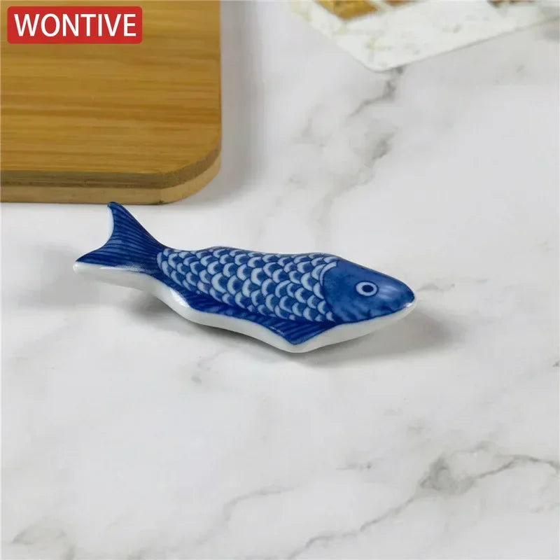1-3Pcs Cute Fish Shape Ceramic Decorative Chopsticks Holder Rack Spoon Fork Rest Kitchen Tableware Spoon Holder