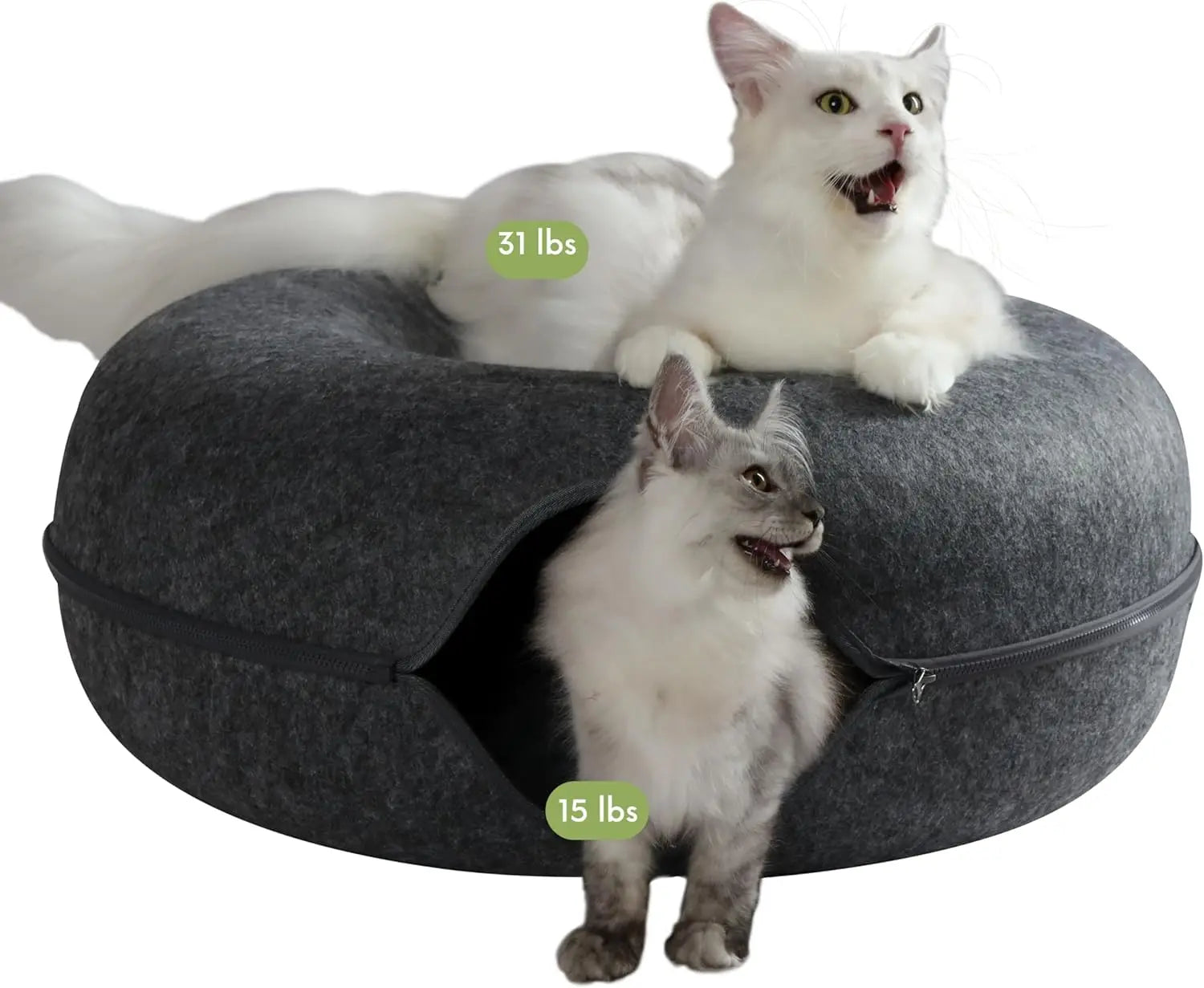 Peekaboo Cat Cave for Multiple & Large Cats Up to 30-45 Lbs, Scratch Detachable & Washable Tunnel Bed, Comfy Donut Cat Cave
