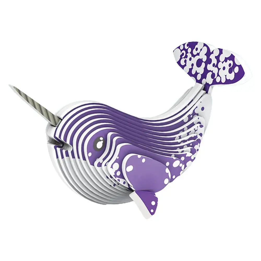 3D Animal Puzzle Narwhal Educational Puzzles Sea Animal Paper Puzzle Educational Montessori Toys DIY Manual Assembly Model Toy