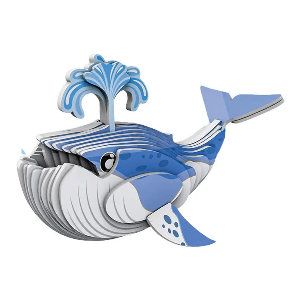 3D Animal Puzzle Narwhal Educational Puzzles Sea Animal Paper Puzzle Educational Montessori Toys DIY Manual Assembly Model Toy