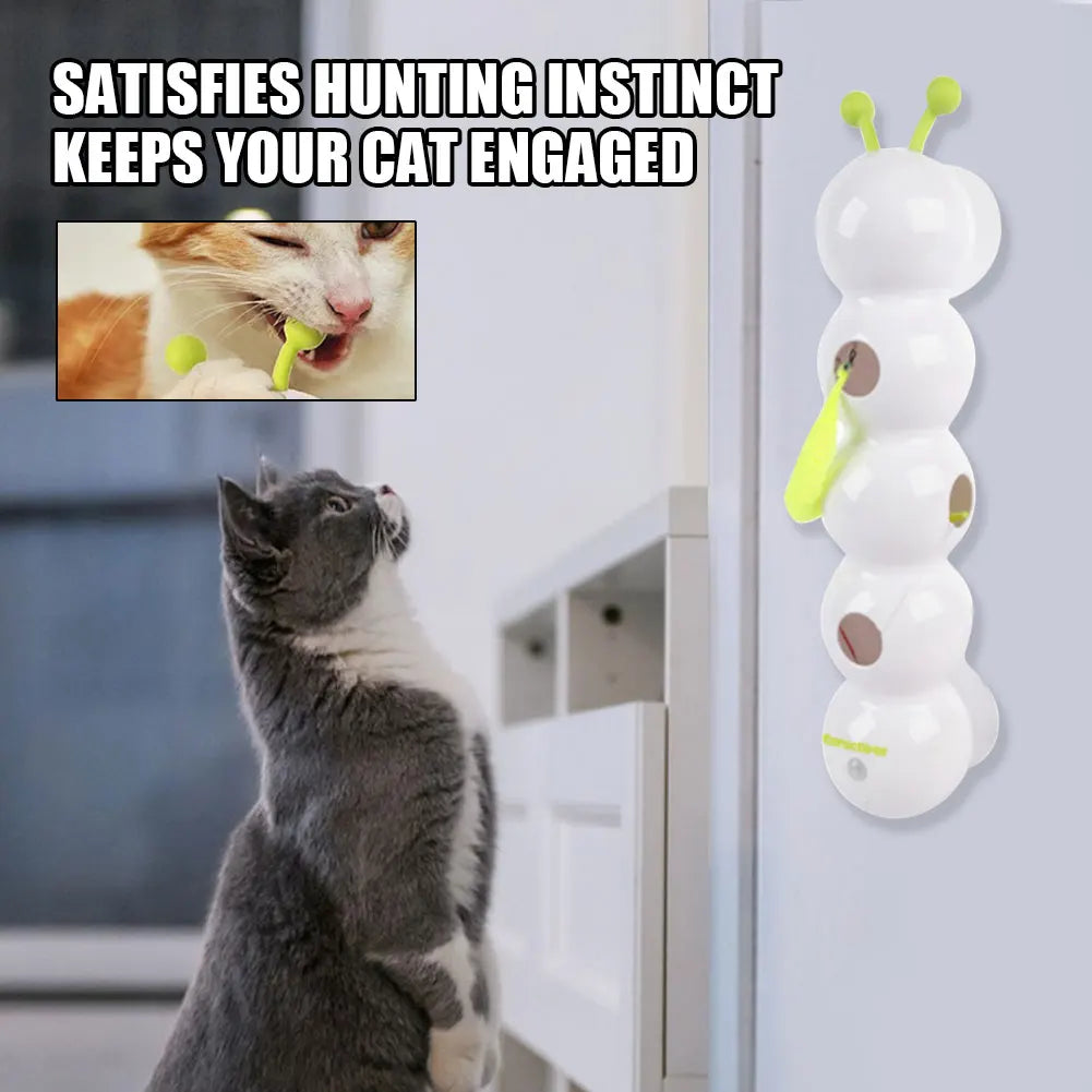 Intelligent Interactive Cat Toy Motion Activated Wack A Worm Post Toy With Tail Automatic Emerging from The Hole Teasing Cat Toy