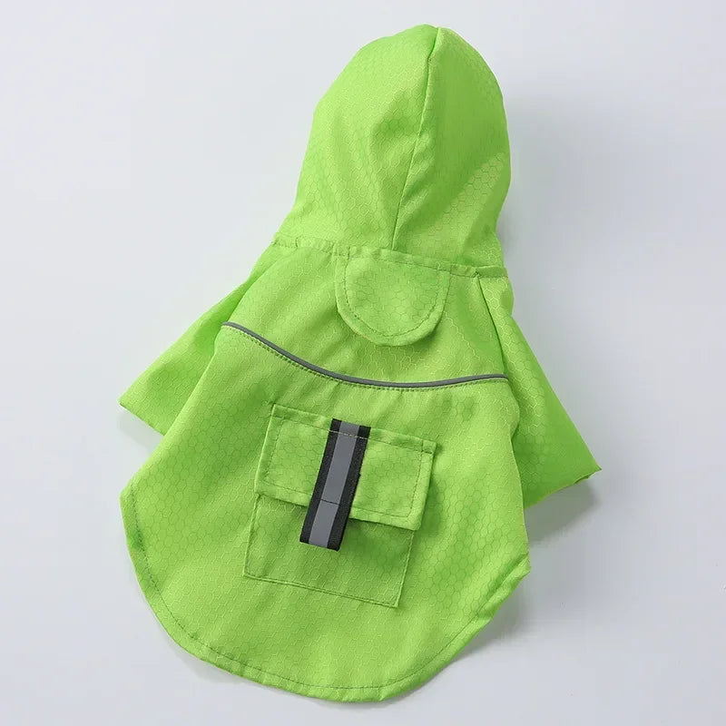 Hooded Waterproof Dog Raincoat with Reflective Strip