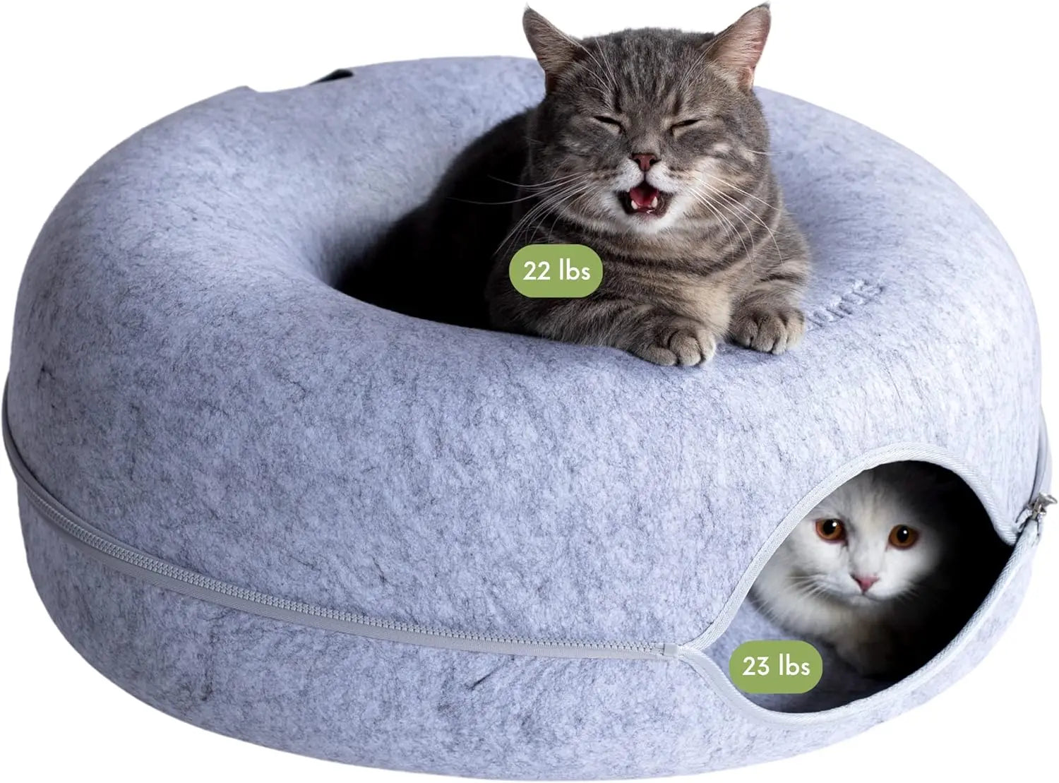 Peekaboo Cat Cave for Multiple & Large Cats Up to 30-45 Lbs, Scratch Detachable & Washable Tunnel Bed, Comfy Donut Cat Cave
