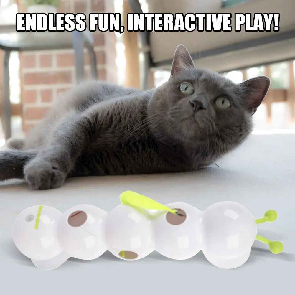 Intelligent Interactive Cat Toy Motion Activated Wack A Worm Post Toy With Tail Automatic Emerging from The Hole Teasing Cat Toy