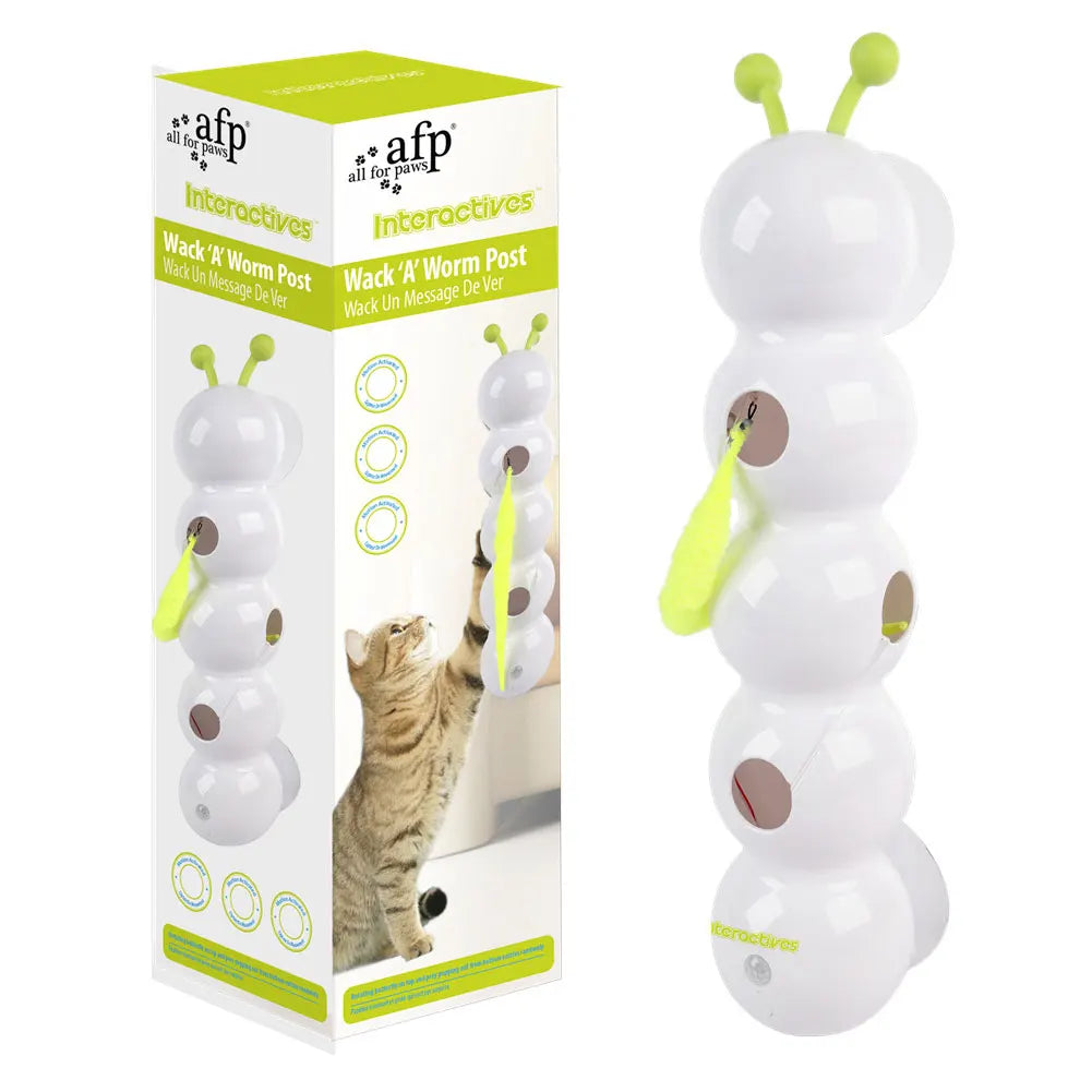 Intelligent Interactive Cat Toy Motion Activated Wack A Worm Post Toy With Tail Automatic Emerging from The Hole Teasing Cat Toy