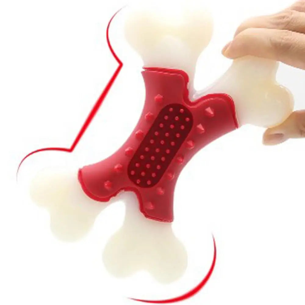 Aggressive Dog Chew Toys Tough Bacon Flavored Bone Shape Teething Toys Long Lasting Chew Tool Fine Bristles Clean Dog Teeth For