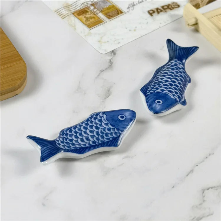 1-3Pcs Cute Fish Shape Ceramic Decorative Chopsticks Holder Rack Spoon Fork Rest Kitchen Tableware Spoon Holder