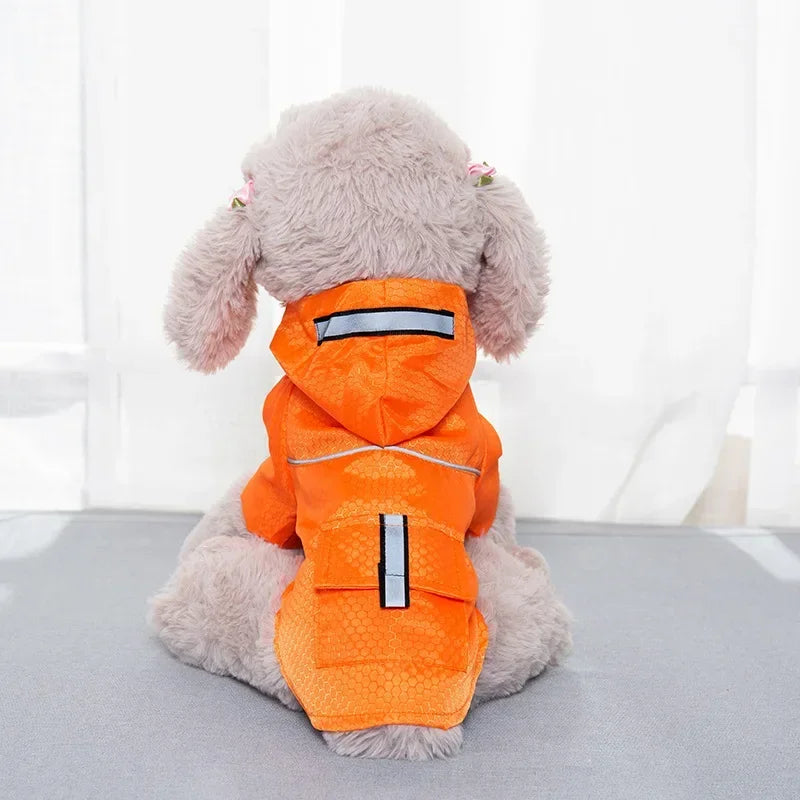 Hooded Waterproof Dog Raincoat with Reflective Strip