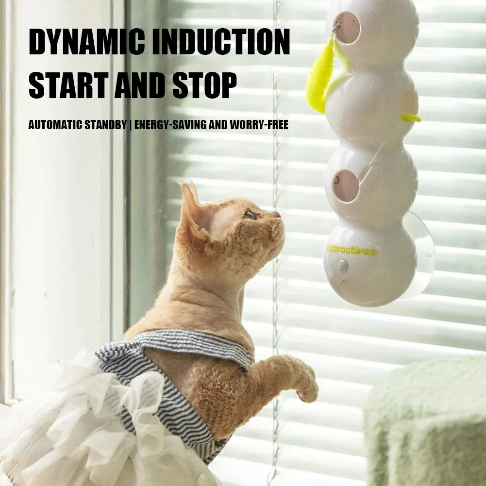 Intelligent Interactive Cat Toy Motion Activated Wack A Worm Post Toy With Tail Automatic Emerging from The Hole Teasing Cat Toy
