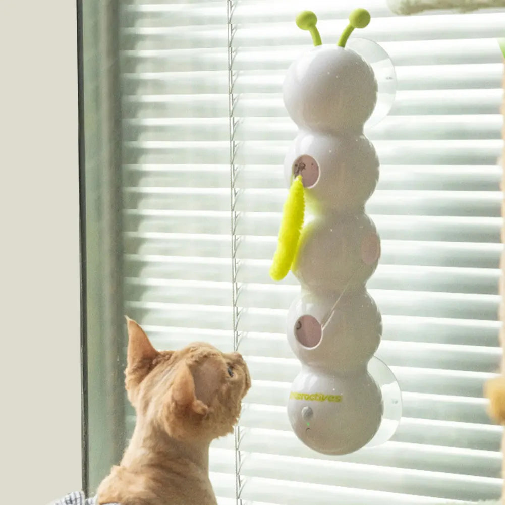 Intelligent Interactive Cat Toy Motion Activated Wack A Worm Post Toy With Tail Automatic Emerging from The Hole Teasing Cat Toy