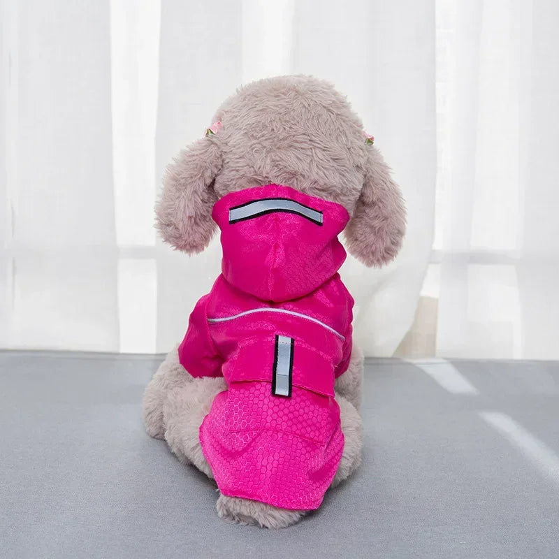 Hooded Waterproof Dog Raincoat with Reflective Strip