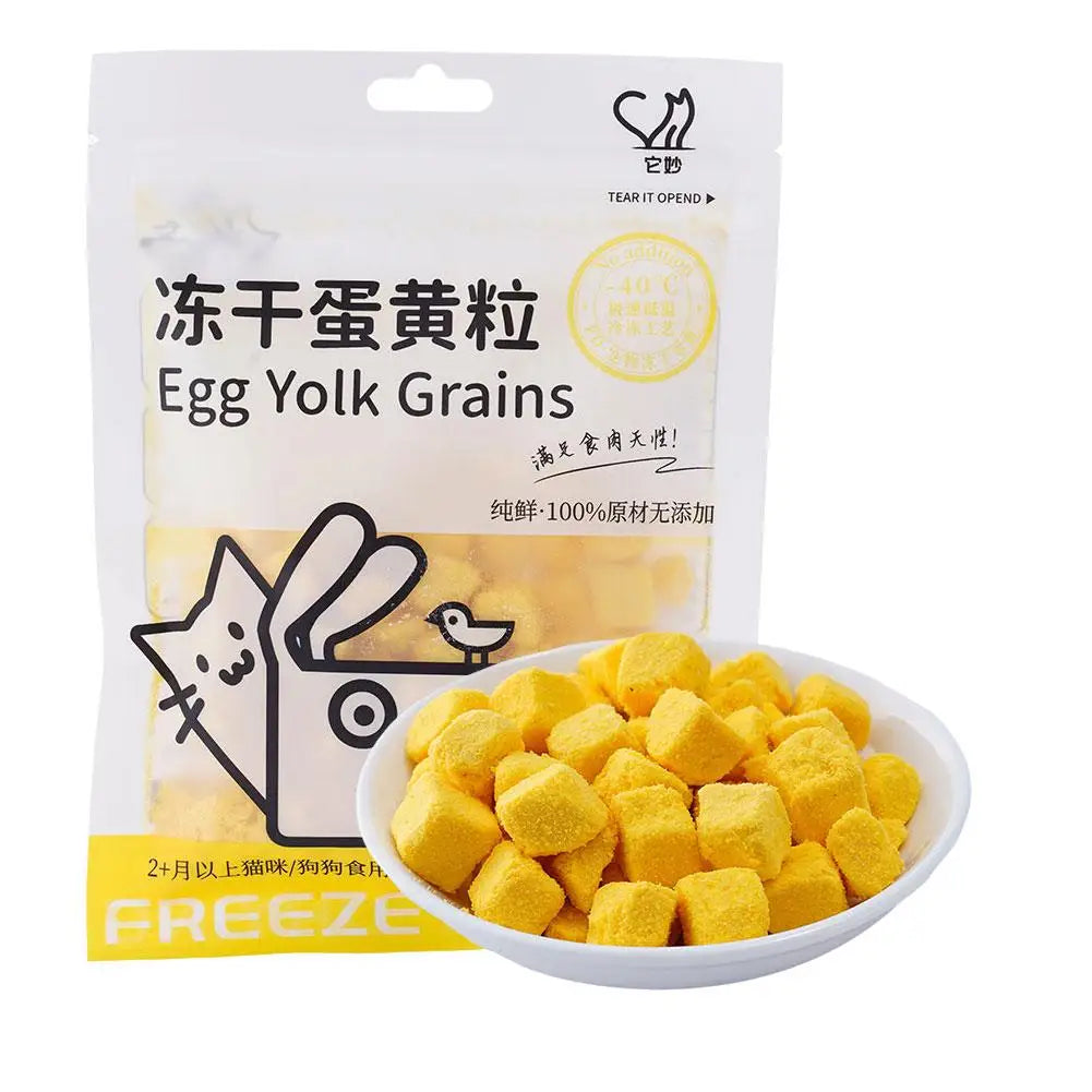 New 40g Freeze Dried Egg Yolk Granules Beautify Smoothing Freeze-dried Hair Cat To Pet Pets Healthy Food Snacks Cat Safe
