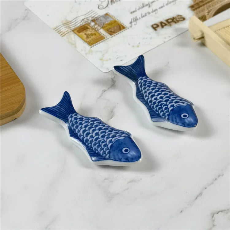 1-3Pcs Cute Fish Shape Ceramic Decorative Chopsticks Holder Rack Spoon Fork Rest Kitchen Tableware Spoon Holder