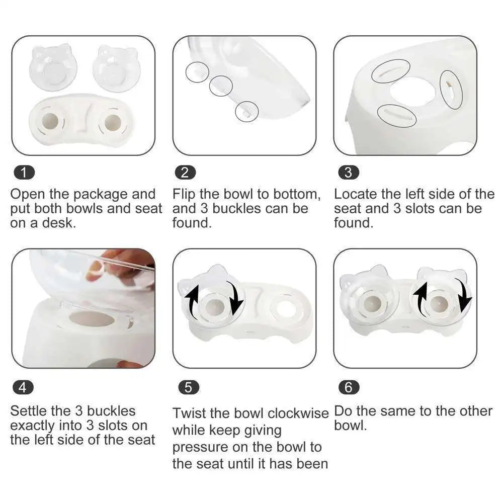 Non-Slip Double Cat Bowl with Stand - Pet Feeding Bowls for Cats & Dogs