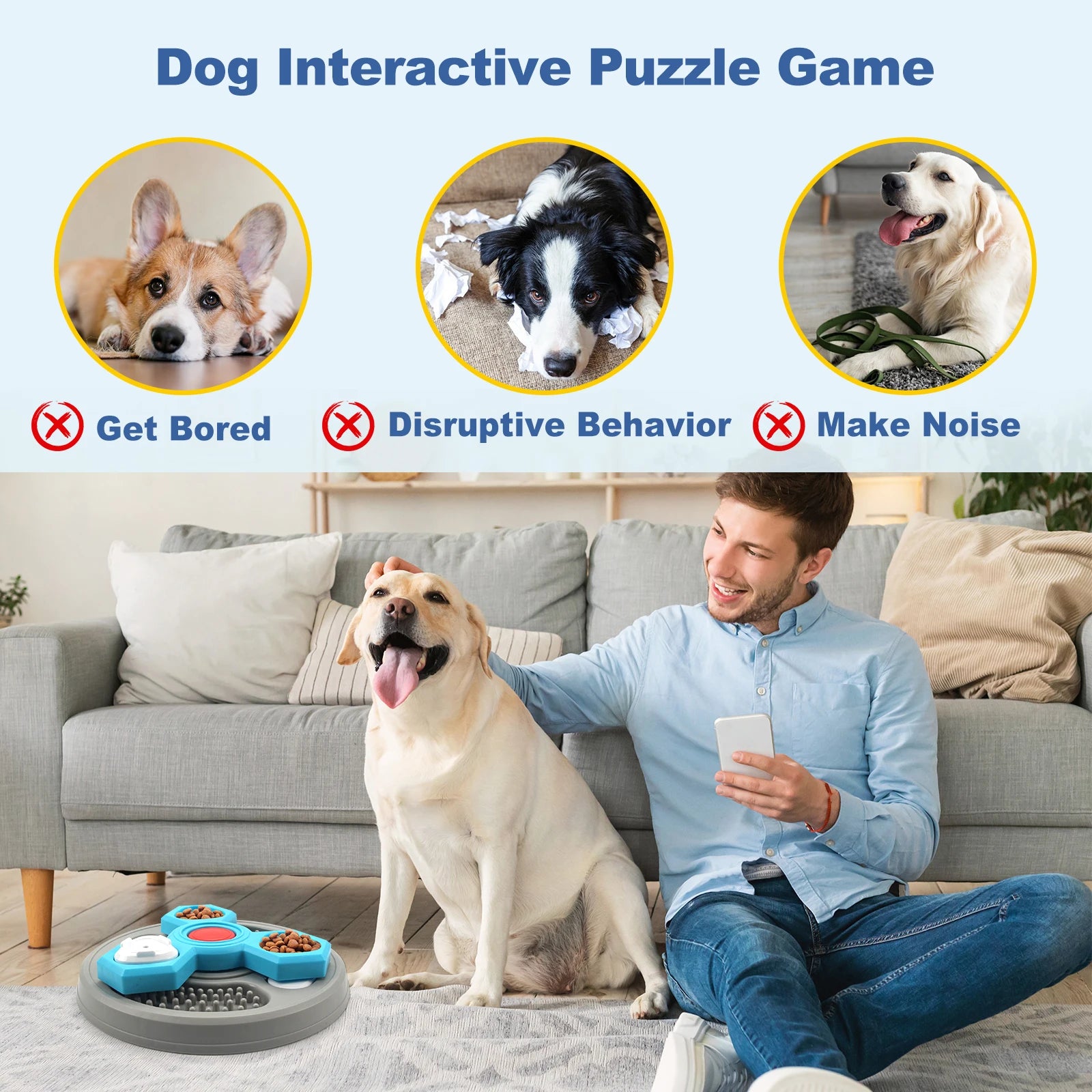 Dogs Toys slow feeder Interactive Increase Puppy IQ Slowly Eating NonSlip Bowl Food Dispenser Pet Puzzle Cat Dogs Training Game