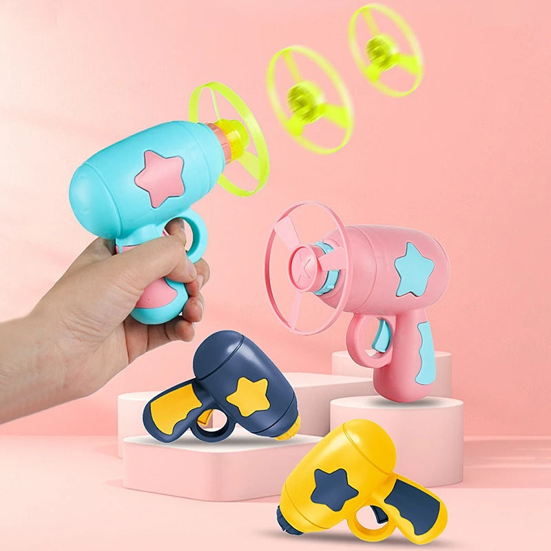 Cat Toy Launch Gun Flying Saucer Rotating Gyro Launcher Cats Chasing  Plaything Training Kitten Interactive Toys Pet Supplies