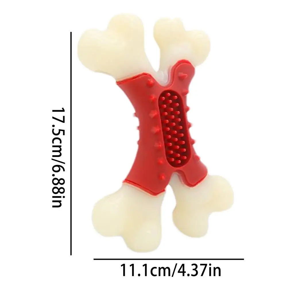 Aggressive Dog Chew Toys Tough Bacon Flavored Bone Shape Teething Toys Long Lasting Chew Tool Fine Bristles Clean Dog Teeth For