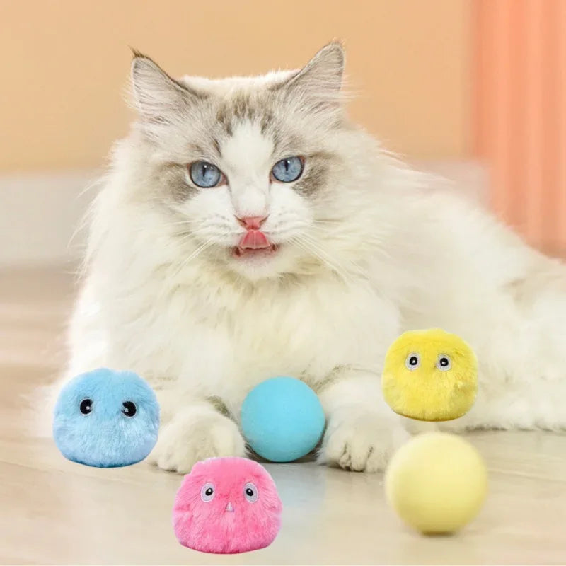 Interactive Ball Smart Cat Toys Plush Electric Catnip Training Toy Kitten Touch Sounding Pet Product Squeak Toy Ball