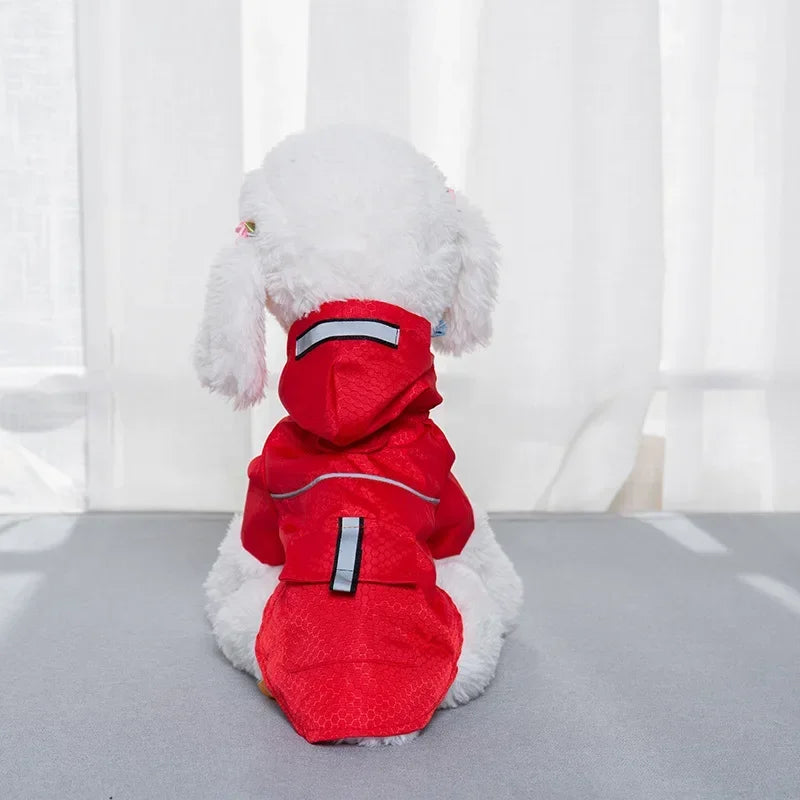 Hooded Waterproof Dog Raincoat with Reflective Strip