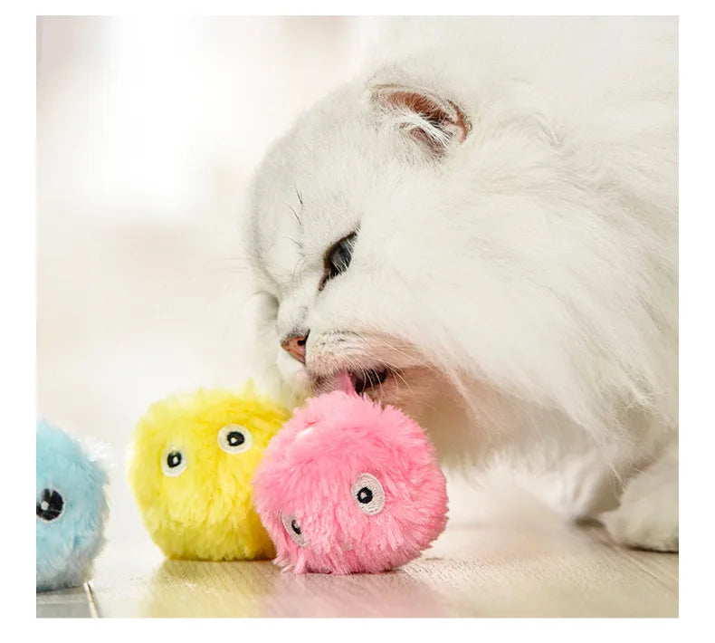 Interactive Ball Smart Cat Toys Plush Electric Catnip Training Toy Kitten Touch Sounding Pet Product Squeak Toy Ball
