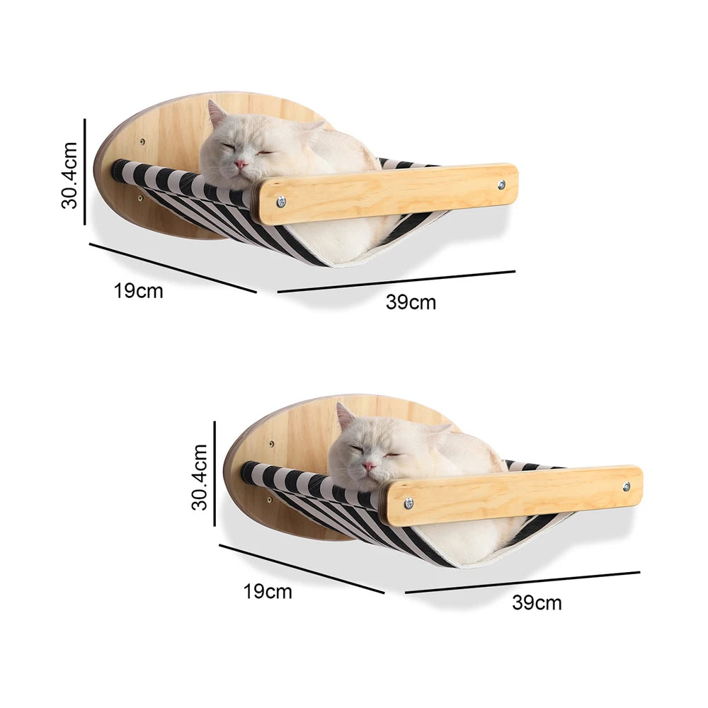Cat Climbing Shelves Wall Mounted Cat Hammock and Steps Walking Jumping Platform for Wooden Furniture Kitty Playing and Sleeping