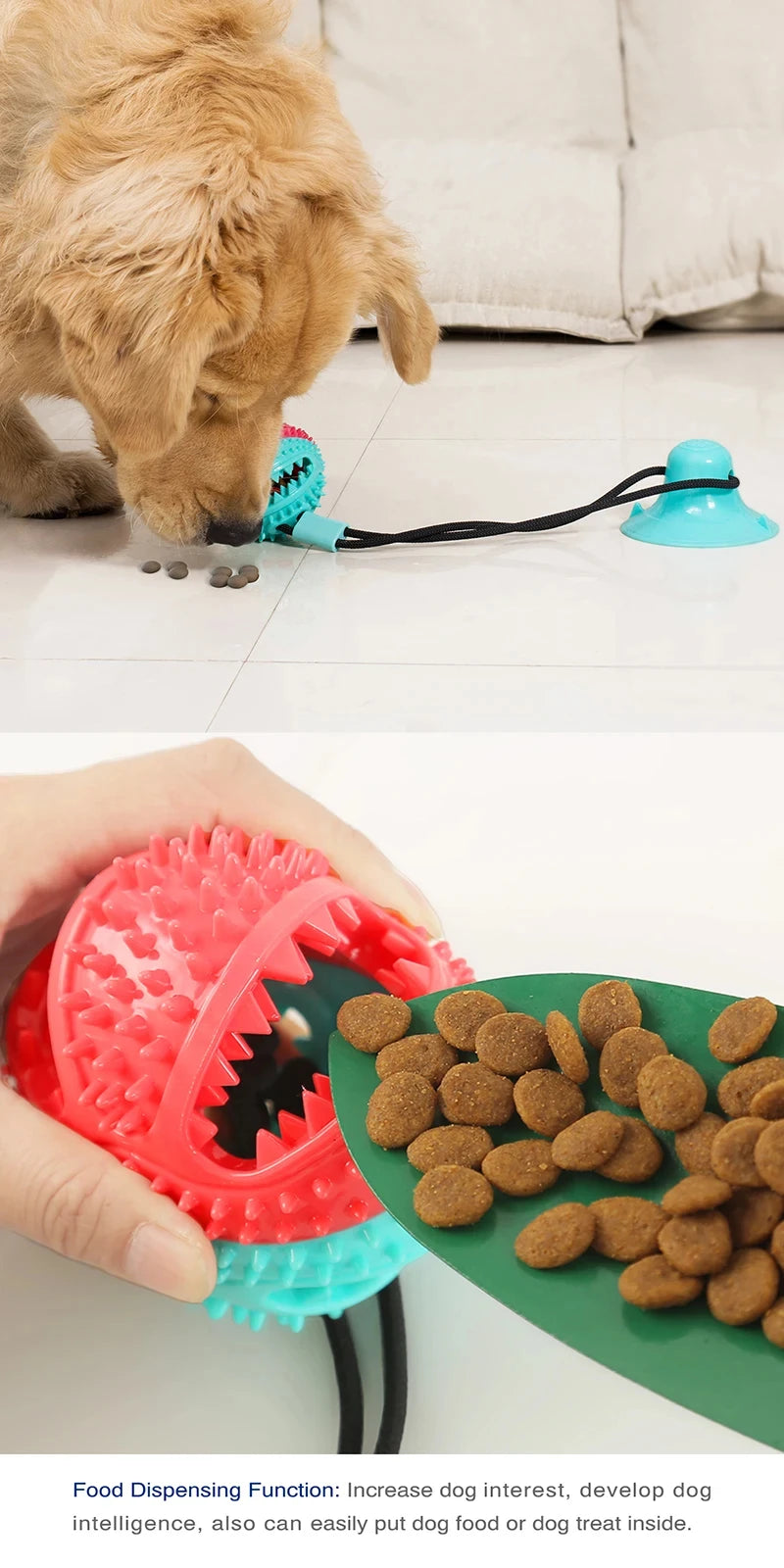 Large Dog Ball Toys Suction Cup Ropes Interactive Leaking Slow Feeder Chew Toy Toothing Clean ，Alaska, Husky toys