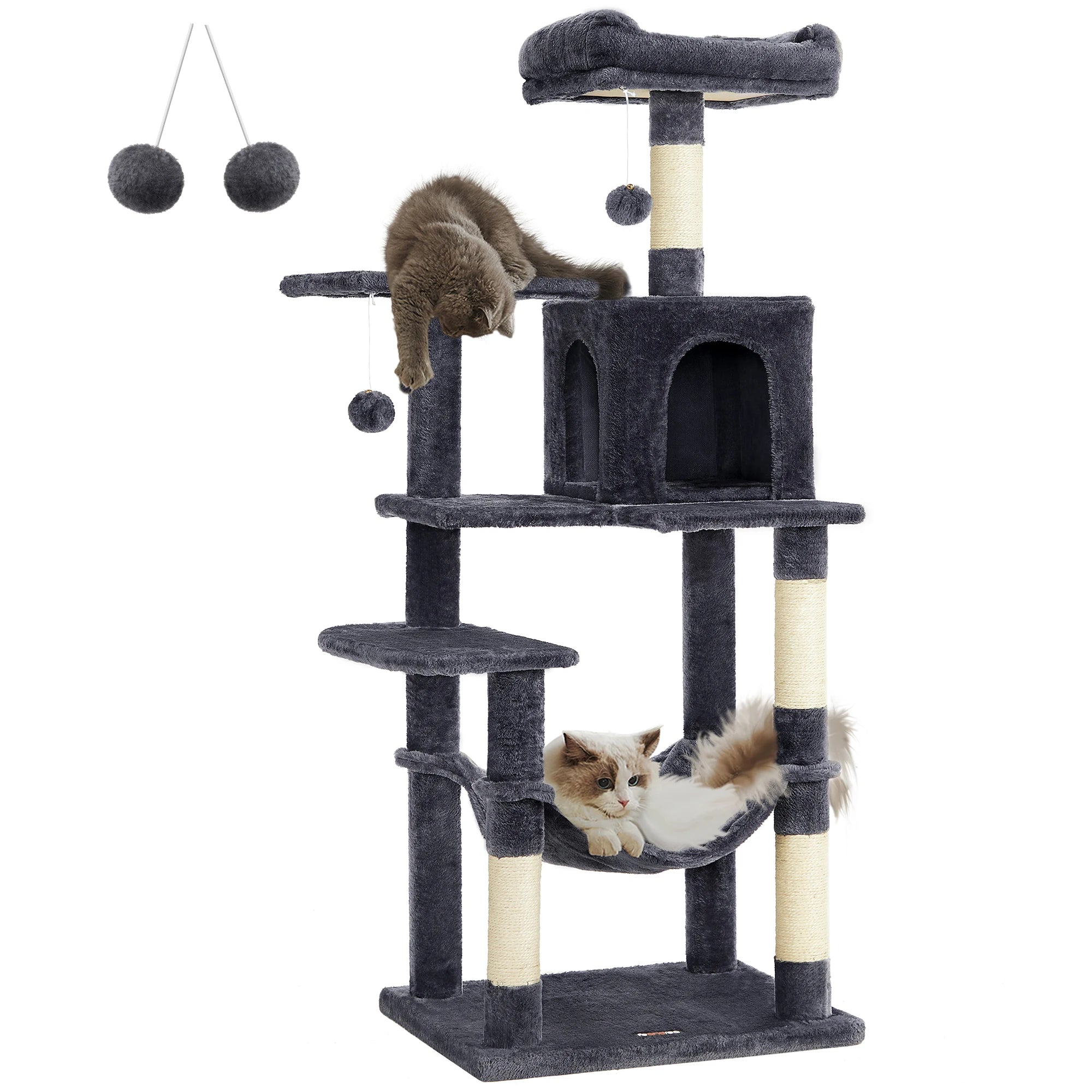 Cat Scratching Post Tower with Hammock & Condo